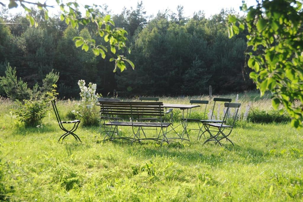 Romantisches Studio Am Waldesrand Mit Gartensauna Schwarz Exterior photo